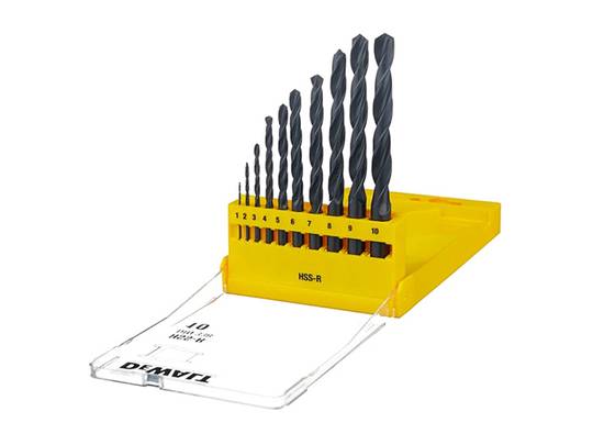 Набор сверл по металлу HSS-R (10 шт) в пластиковом боксе DeWALT DT5911