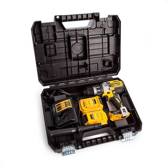 Бесщёточная ударная дрель-шуруповерт аккумуляторная в кейсе с 2-мя аккумуляторами bluetooth 5 Аг DeWALT DCD997P2B