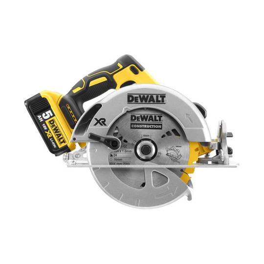 Дисковая пила аккумуляторная в кейсе с 2-мя аккумуляторами 5 Ач  DeWALT DCS570P2