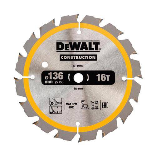 Пильный диск construction для аккумуляторных ручных пил DeWALT DT1946
